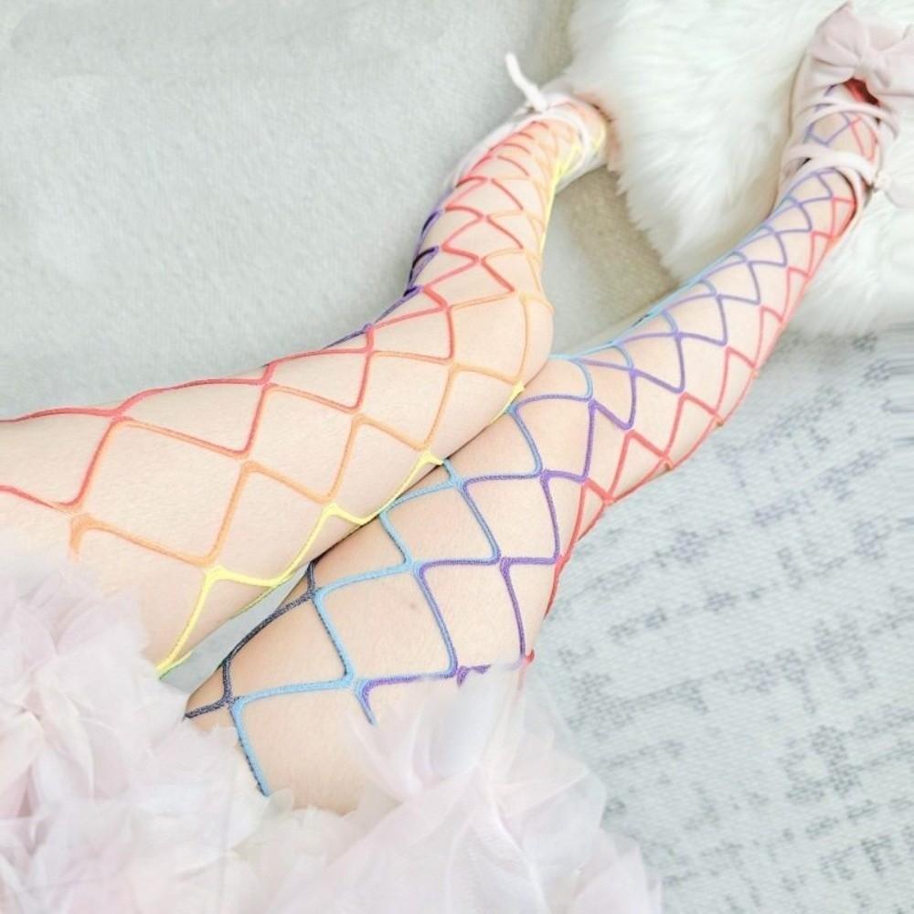 Large Mesh Hollowed Out Pantyhose Y2K See-through Tights Cool Sexy Mesh Stockings  Girls