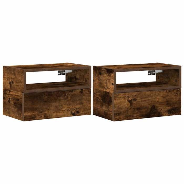 VidaXL Tables de chevet murales 2 pcs Chêne fumé 45x26x28,5 cm, armoire de chevet flottante, armoire de chevet suspendue, 858605