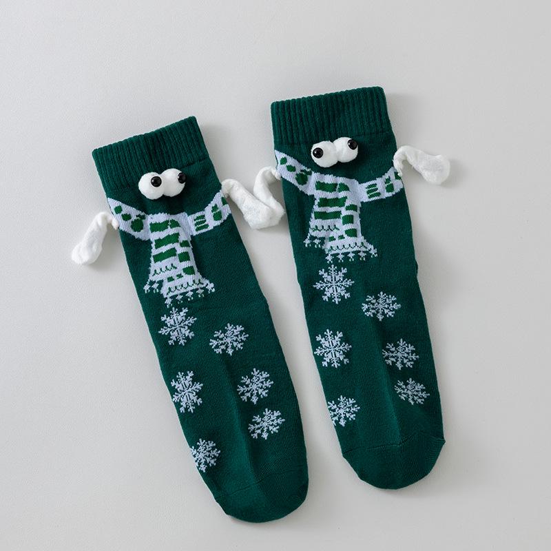 Cute Black and White Mid-Calf Magnetic Couple Socks