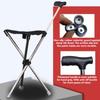 Anti-drop thickened stainless steel portable walking stick stool, anti-slip walking aid, lightweight walking stick with seat