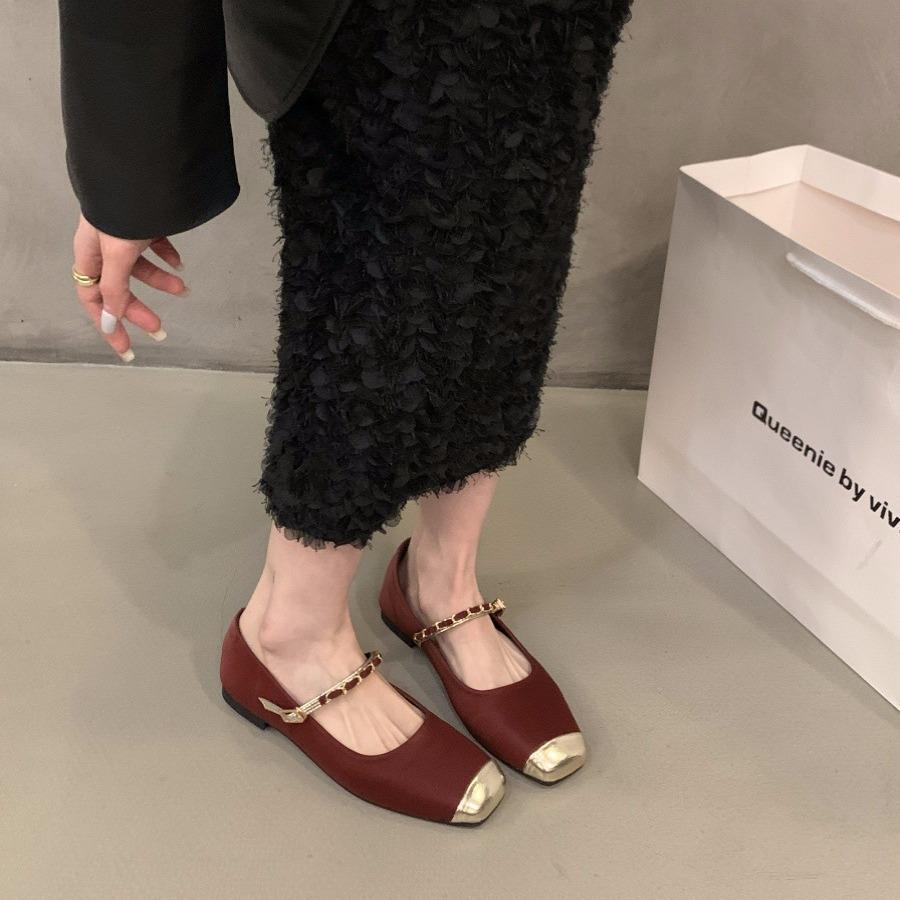 Flat-bottomed French Small Fragrant Single Shoes Women's Shoes 2025 New Spring and Autumn Square Head Temperament Mary Jane Evening Shoes