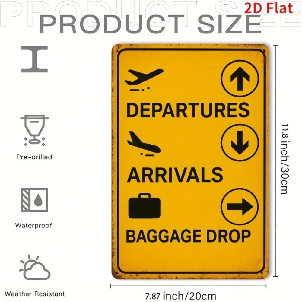 

Vintage Airport Sign Metal Wall Art Retro Tin Sign for Bar Cafe Home Decor 20x30 разноцветный