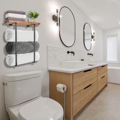1 adet Duvara Monte Havluluk, Banyo Havlu Saklama, Siyah Minimalist Tasarım Havlular, El Havluları, Spa, Salon, Karavan için Saklama Düzenleyici