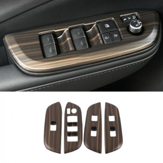 Wood Grain Window Lift Switch Panel Cover Trim For Toyota Crown 2023 2024 2025