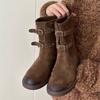 2026 Winter Retro Gürtelschnalle Western Cowboy Stiefel Kurze Motorradstiefel