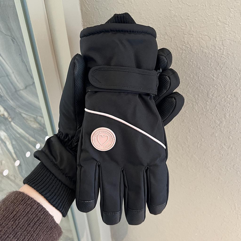 Skihandschuhe Winter Damen Vollhand Touchscreen 2025 Neu Samtverdickt Warm Kalt Outdoor Fahren Fünf Finger Tide