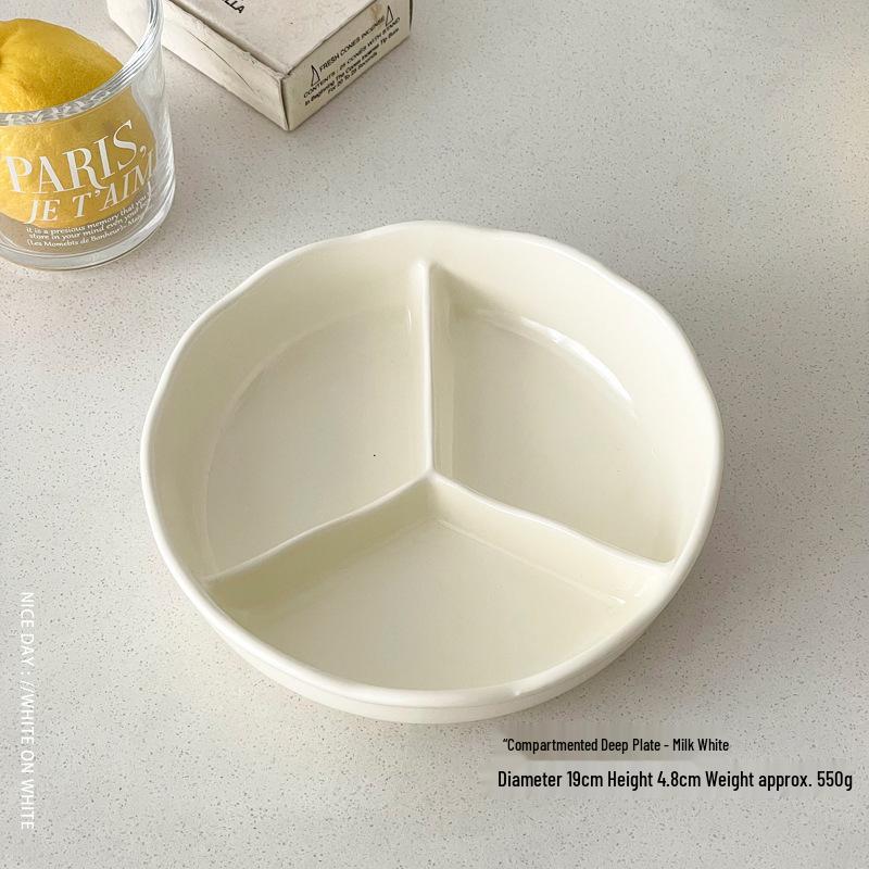 Ceramic Three-Compartment Portion Control Plate for Adults – Stylish, Single-Serving Meal Divider