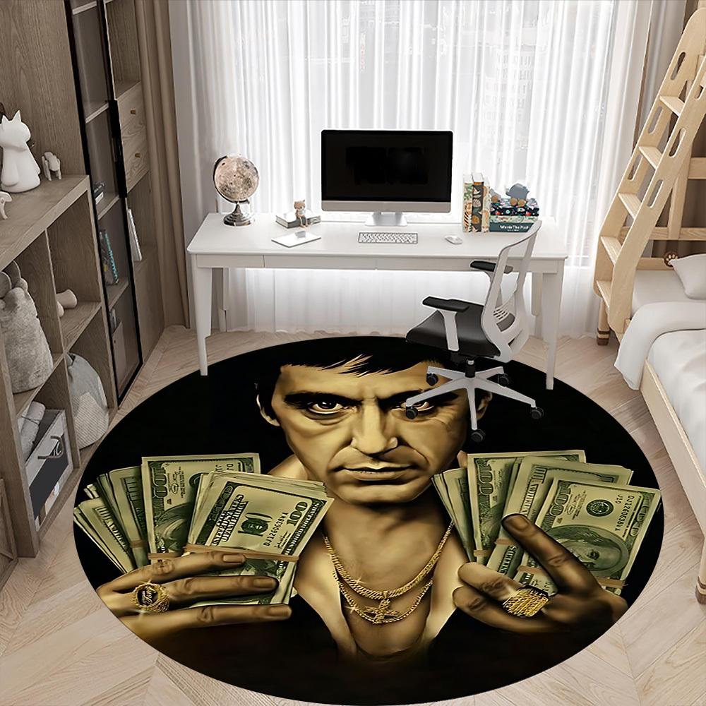 

1PC Scarface Office Round Rug, Non-slip, Soft and Durable Office Rug for Interior Decoration, Perfect for Office yy250915002 80cm by 80cm