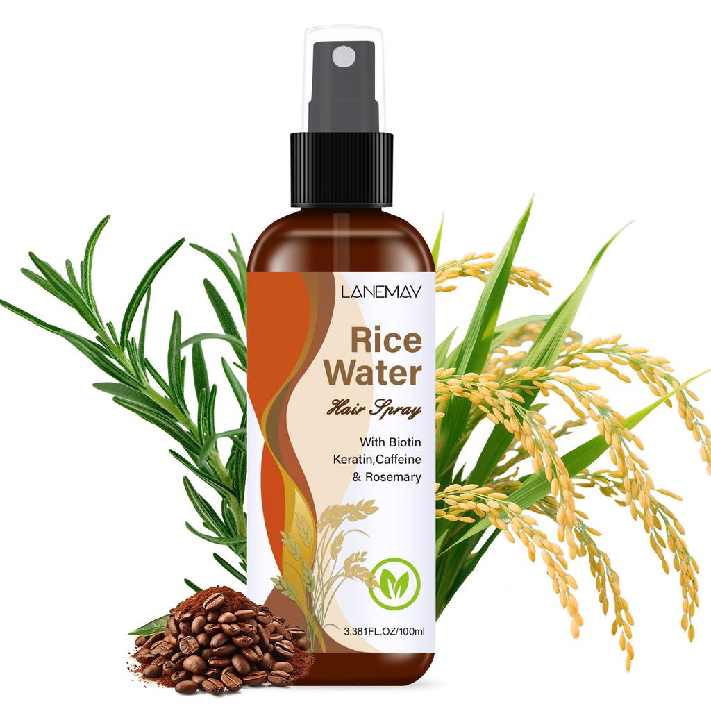 Rice Water Hair Spray - with Biotin,Keratin,Caffeine & Rosemary,Smooths Hair and Reduce Tangles,Heat Protection and Add Hair Shine