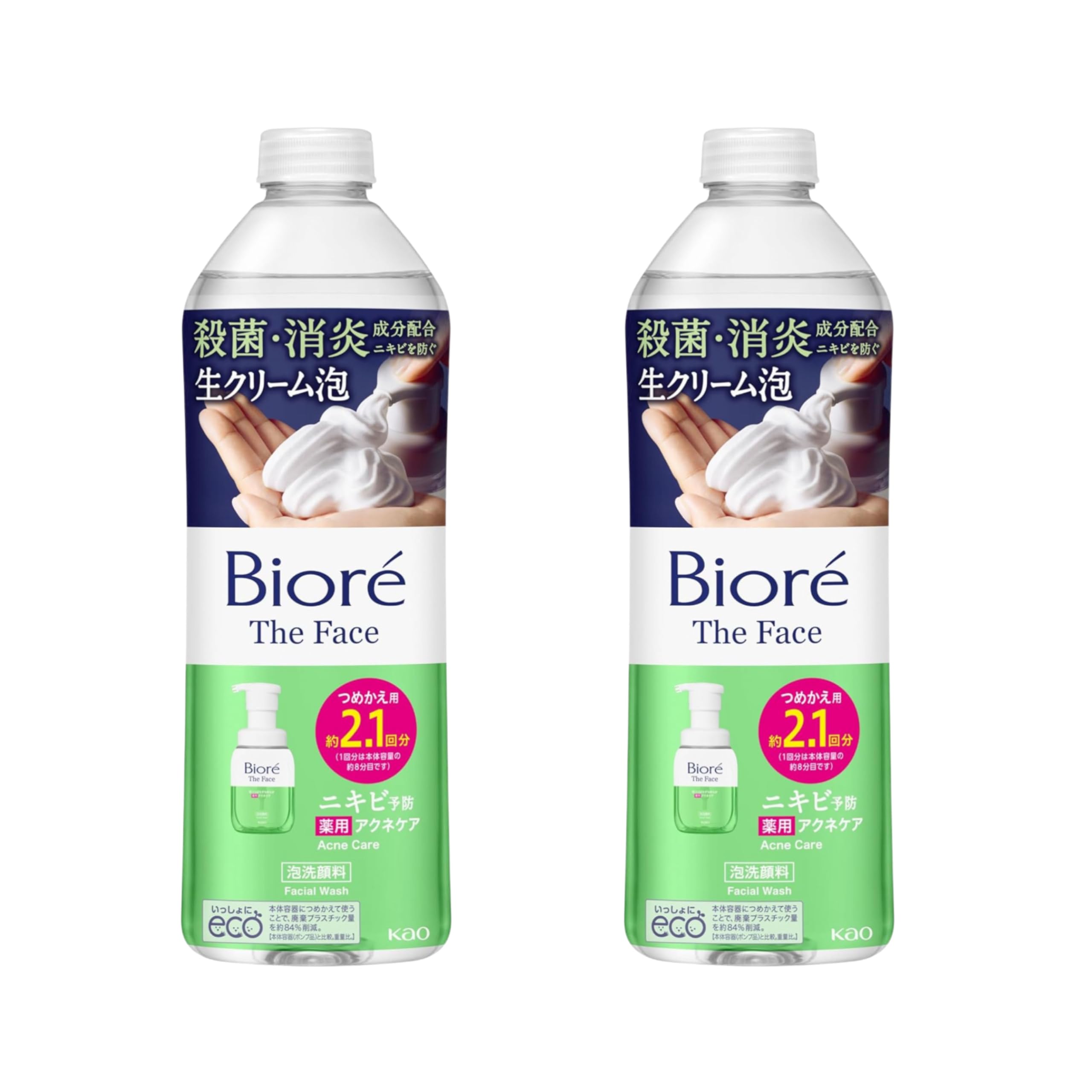 

набор Biore The Face Acne Care Сменный блок 340 мл x 2 для лица антибактериальный и [Оптовая покупка, 2] (примерно 2,1 использования) [Пенка для умывания] [Без трения] [Акне]