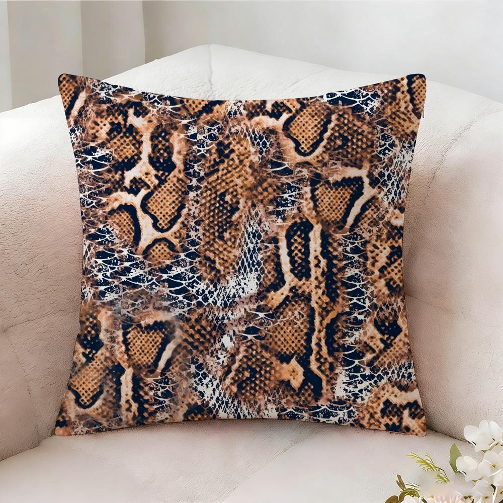 Snake Print Pillow Case Pillowcase, Double-sided Printed, Sofa Cushion, Bedroom Headboard Pillow