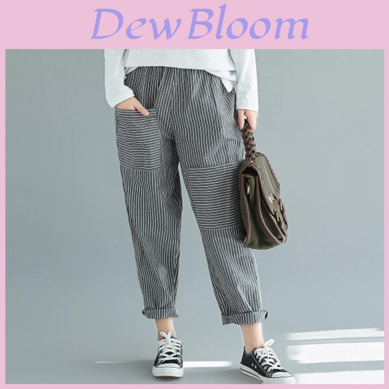 Women's Plus Size Harem Pants With Stylish Stripes And Comfortable Casual Fit