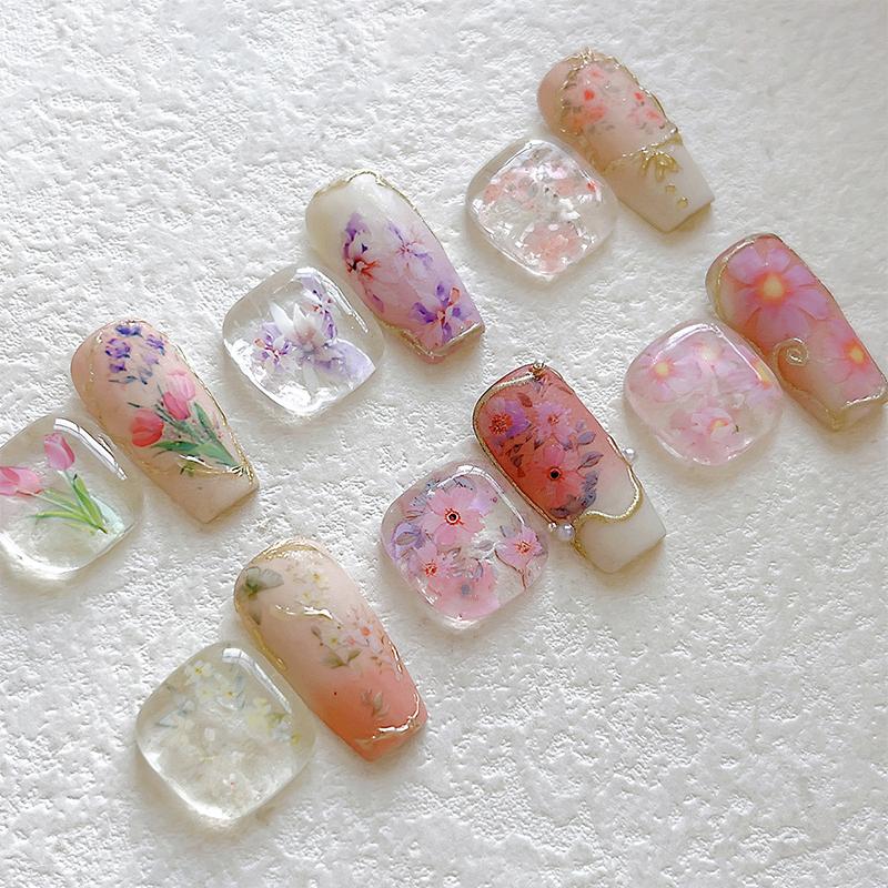 Flower Nail Foils Transfer Paper Stickers 50pcs Colorful Floral Adhesive Nail Wraps for DIY Salon Design Art Decor