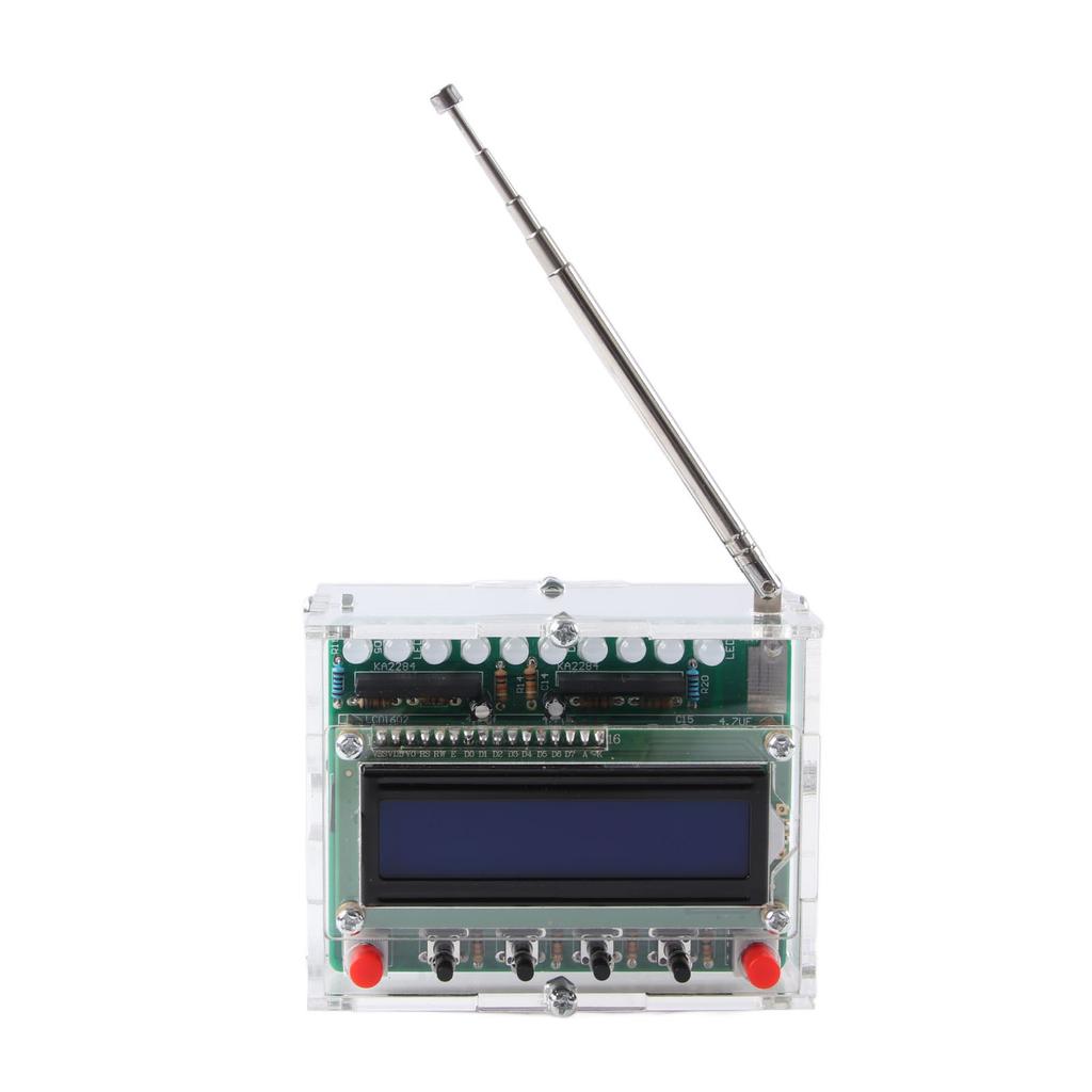 DIY FM Radio 87 To 108MHz LCD Display Digital Radio Receiver with LED Flashing Light for Education Project Pre Assembled