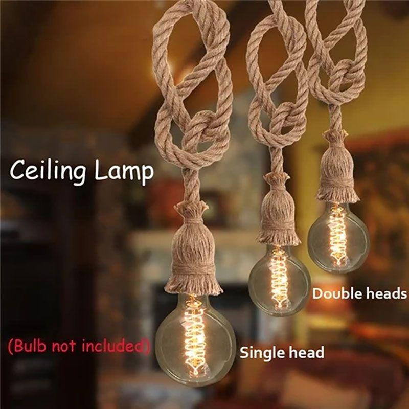 High-end Single/double Head Rope Pendant Light Lamp For Charming Vintage Dcor