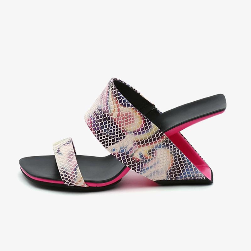 2024 New Brand Design Women Sandals Spring Summer Peep Toe Slippers Thick Heels Genuine Leather Shoes Woman Fashion Casual Pumps