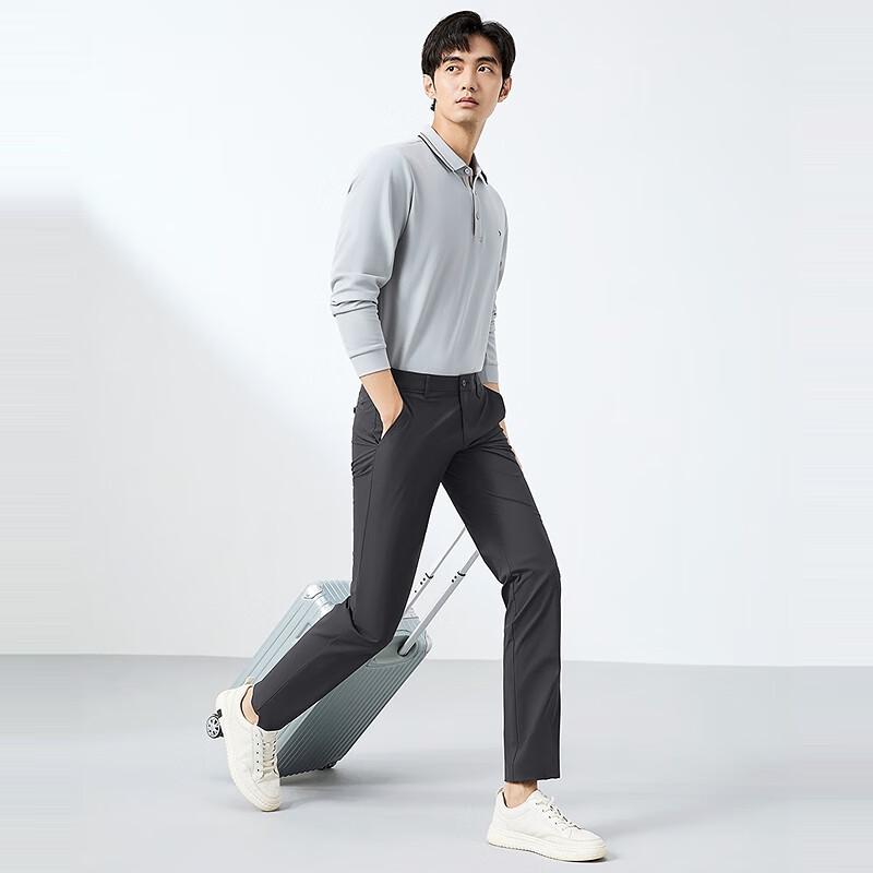 Septwolves Men's Lightweight Textured Business Casual Pants with Cuprammonium Fiber