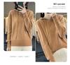Women's Pure Wool Loose Knit Hoodie - Solid Color, Long Sleeve, Drawstring Hood, Casual Fashion Warm Pullover