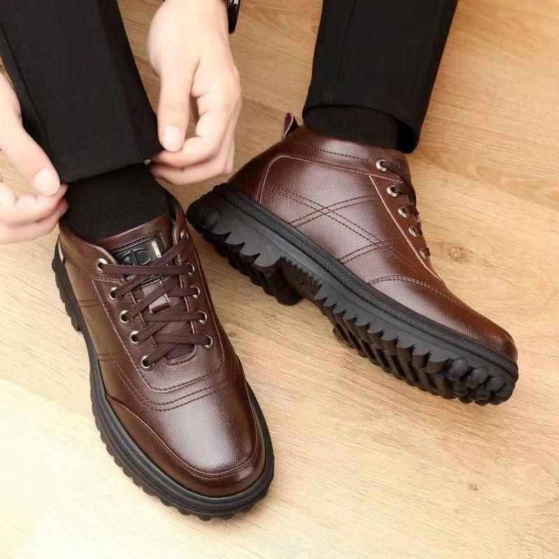 Men's cotton shoes winter velvet warm cold cotton leather shoes