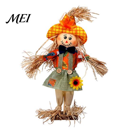 Statua da Giardino Autunnale Spaventapasseri Autunnale Decorazione, Ornamento Rustico per Halloween Ringraziamento Figura Durevole con Vestiti Cappello per Decorazione Casa del Raccolto