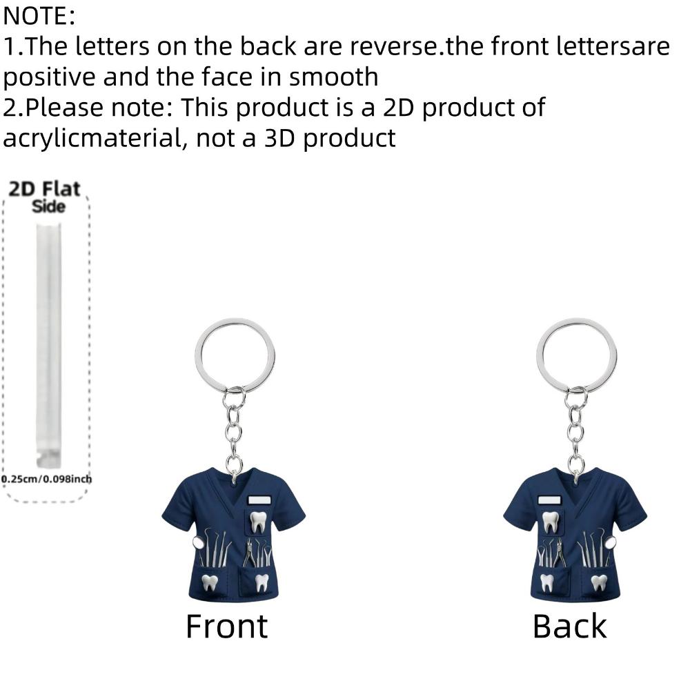 2D Flat Nurse Uniform Shape Car Pendant Christmas Tree Decoration Acrylic Flat Keychain Jewelry Pendant