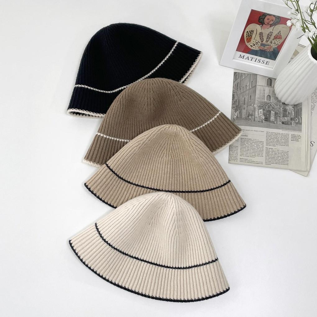 Women's and Men's Autumn Knitted Double-breasted Bucket Hat