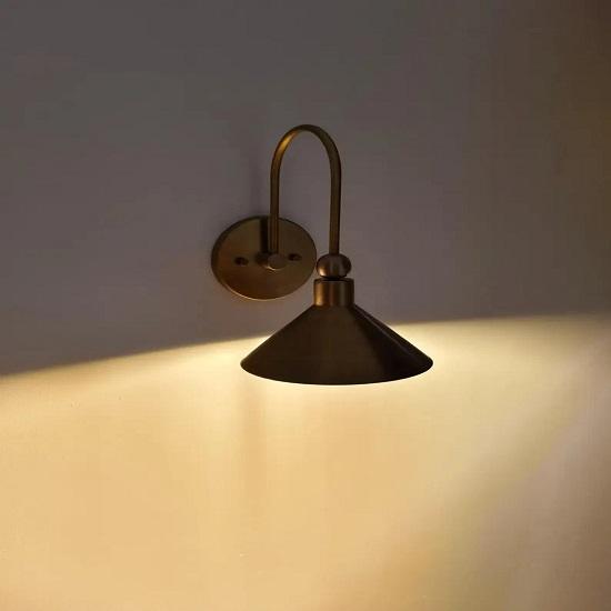 Modern Raw Brass Cone Wall Sconce – Handmade Minimalist Light Fixture