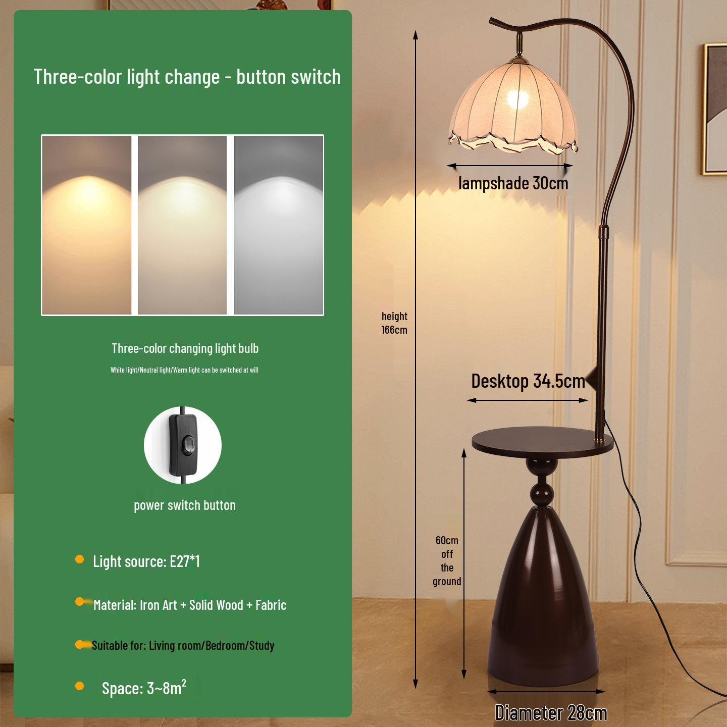 

Современный напольный светильник двойного назначения и журнальный столик для гостиной или спальни