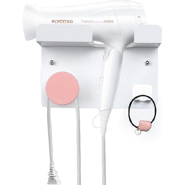 Hair Dryer Stand Holder Wall Mounted, New Upgrade Punching Or Nails-Free Glue Two Ways Blow Dryer Holder Rack Organizer for Dyson Supersonic Hair