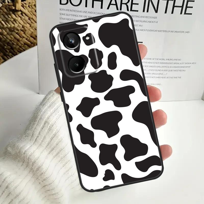 White Black Cow Print For Realme GT7 Pro GT6 C75 C61 C67 C63 C71 C55 C51 C65 C53 10 11 12 13 14 15 Pro Plus Case