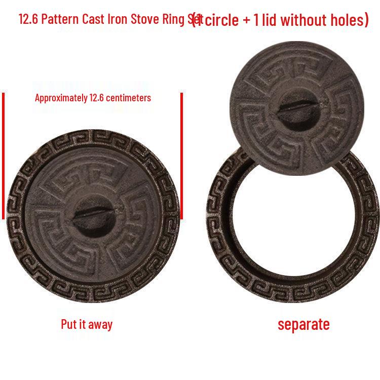 Cast Iron Firewood Stove Ring & Lid: Thickened Rustic Pot and Fire Pit Accessories