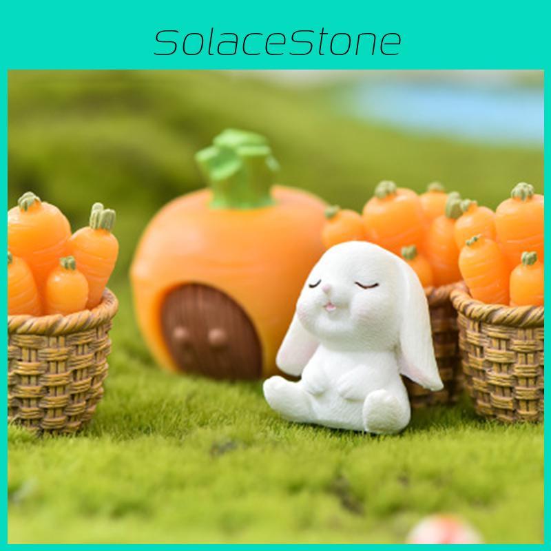 Charming Rabbit Eat Carrot Diy Resin Figurine For Exquisite Micro Landscape Decoration