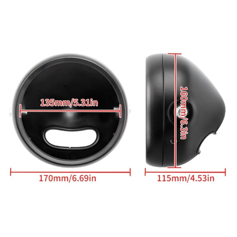 Black Motorcycle Headlight Headlamp Bucket Housing Bottom Mount 5.75''