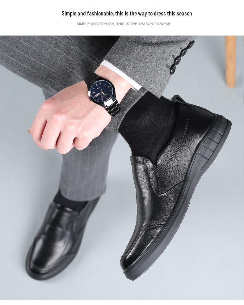 Herren Slipper Businessschuhe aus Leder: Weiche Sohle, vielseitig, lässig, plus Samt für Komfort, ideal zum Autofahren.