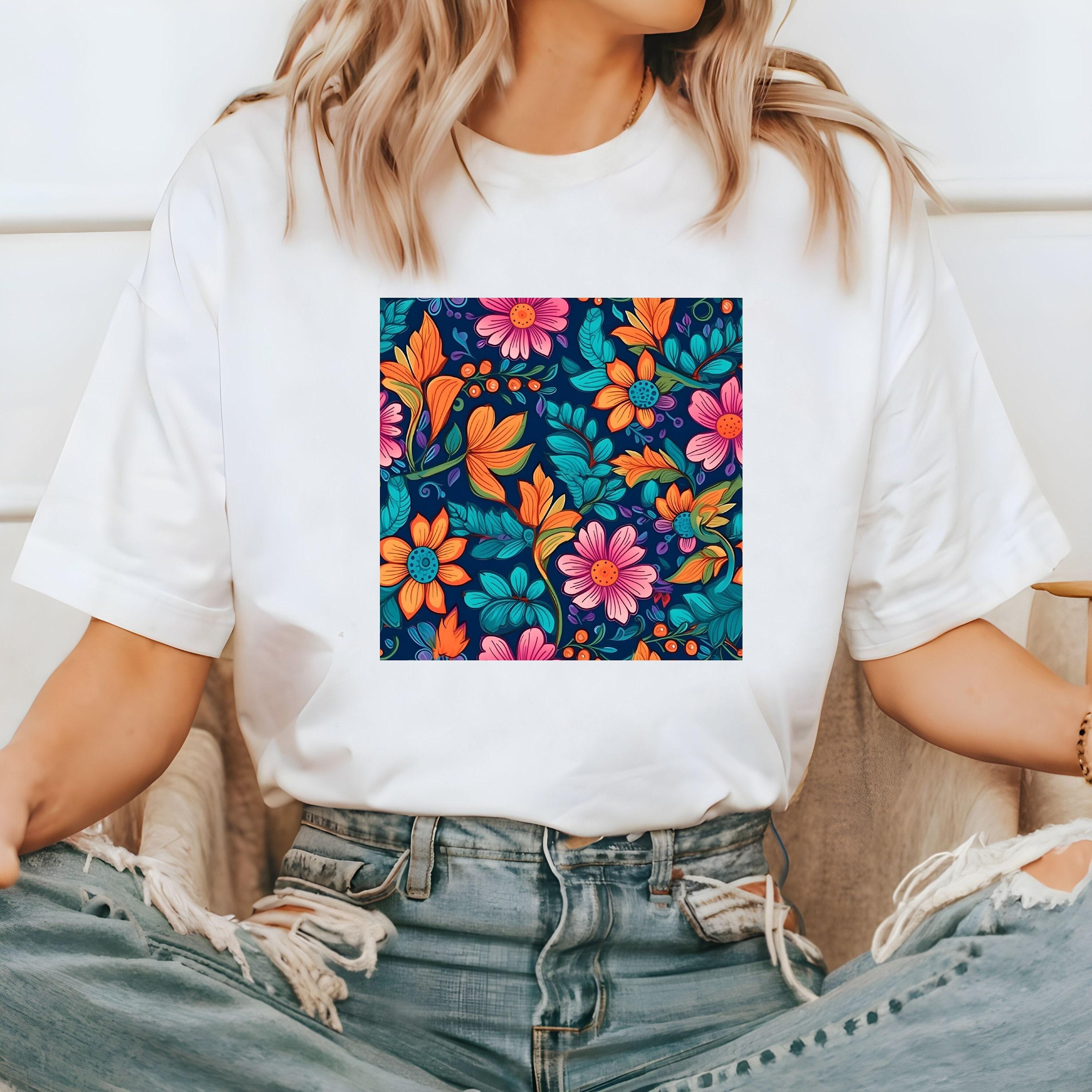 Vintage Flower Flower Mother Women T Shirt Watercolor Cotton Tops S белый