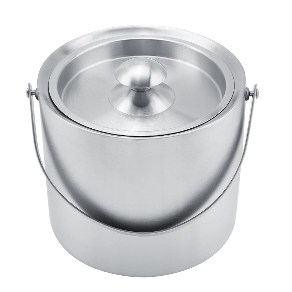 Stainless Steel Double Walled Ice Bucket with Cover for Wedding Parties (3L)