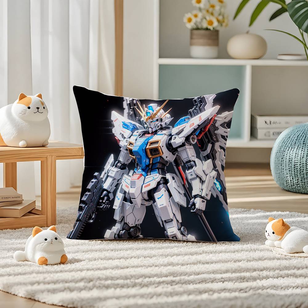 Mobile Suit Gundam Heavyarms Gundam Anime Plush Pillow Cover Soft Short Plush Cushion Cover For Sofa Bedroom Home Decor Gift