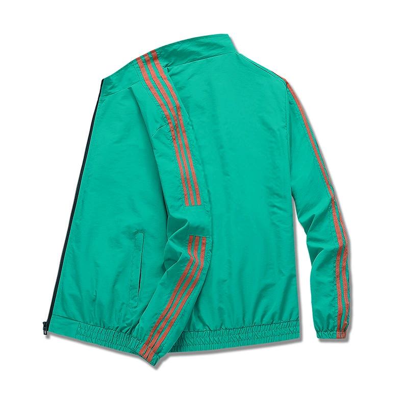 

Мужская куртка с тремя планками, мужская куртка с воротником-стойкой, дышащий беговой костюм, спортивный топ на весну и осень M зелёный