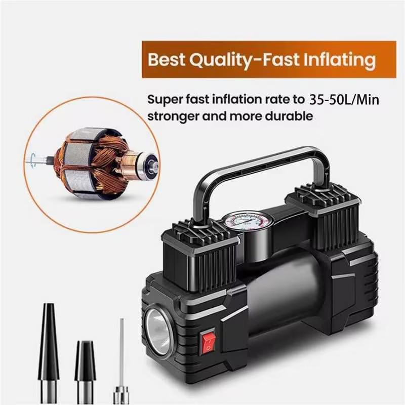Car Air Inflator Pump With Emergency LED Light 150 PSI 50 L/min Portable Tire Inflator with Digital Display For Car 12V 120W Air Compressor Pump