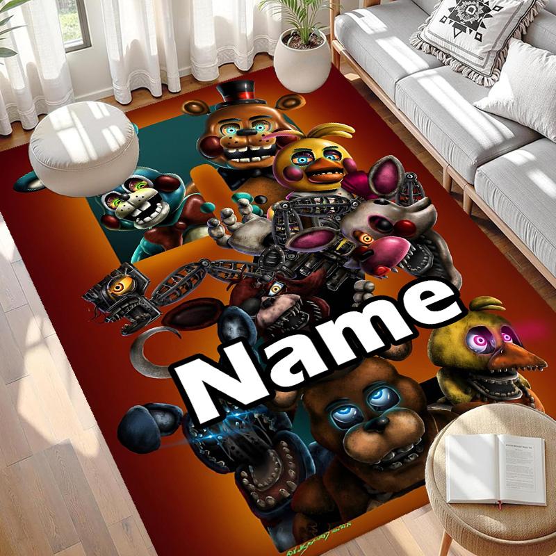 Custom Name Personalized Five Nights at Freddy's Print Carpet, Versatile Home Decor Rug, for Playroom, Apartment, Balcony, Entryway, Hallway Gift