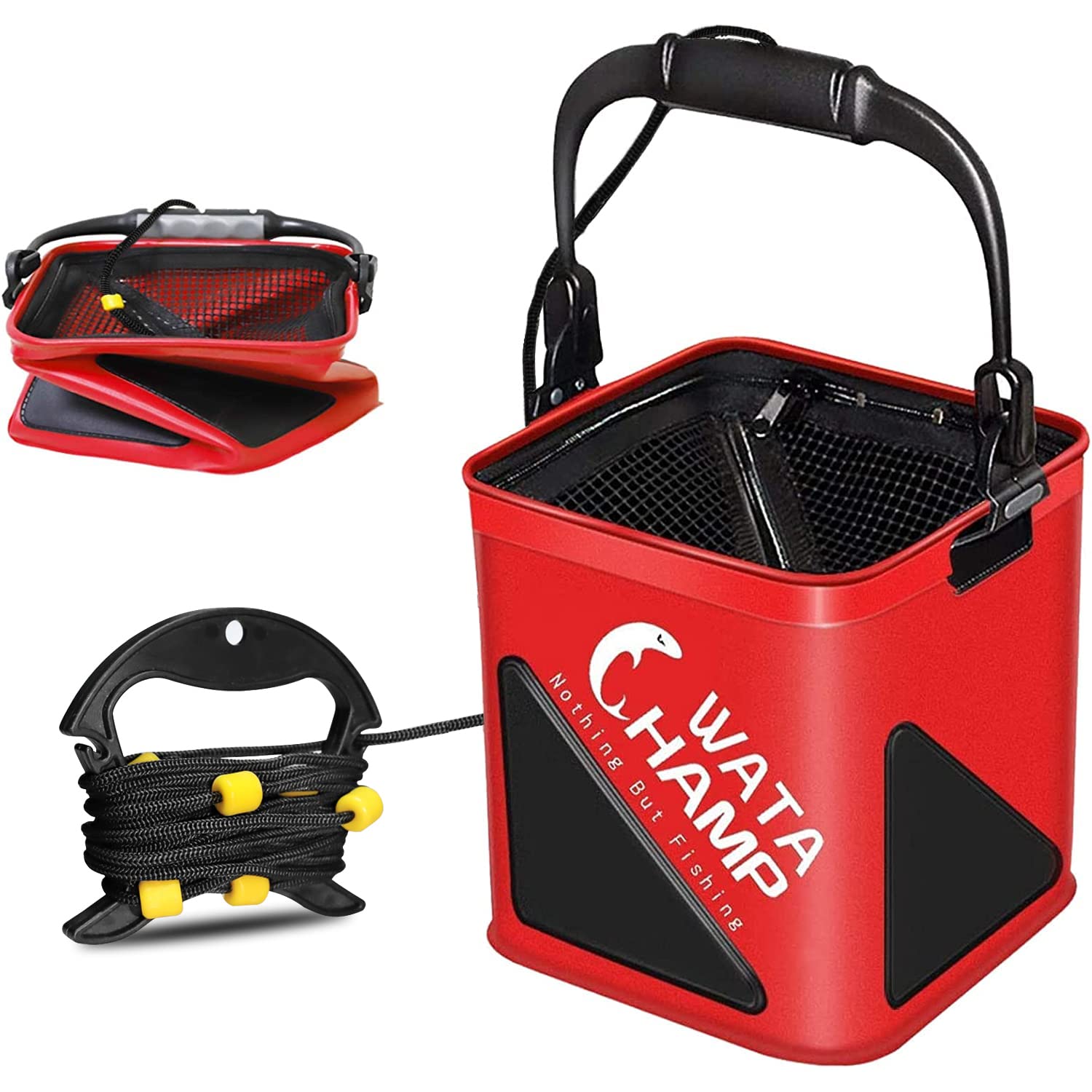 

Bakkan Utilizing Water Bucket, Folding Bucket, Mesh Cover, Rope (8m), Beaded, EVA, 5.5L8.0L, Fishing Bucket, Water Fetching, Disaster Prevention