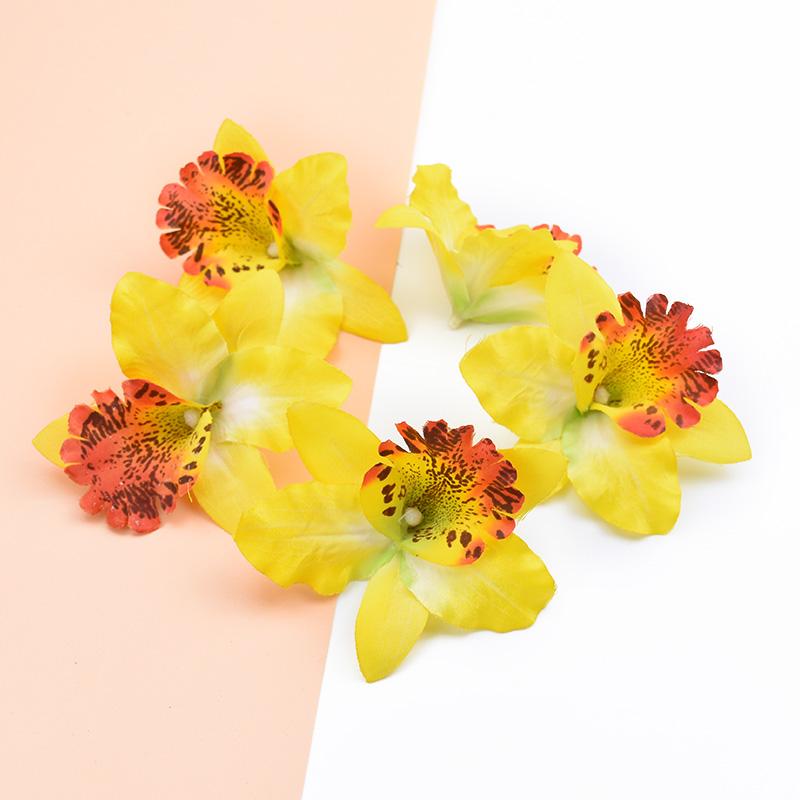 10 Pieces Artificial Flowers Cheap Silk Butterfly Orchid Home Decoration Accessories Brooch Diy Christmas Wreath Fake Plants