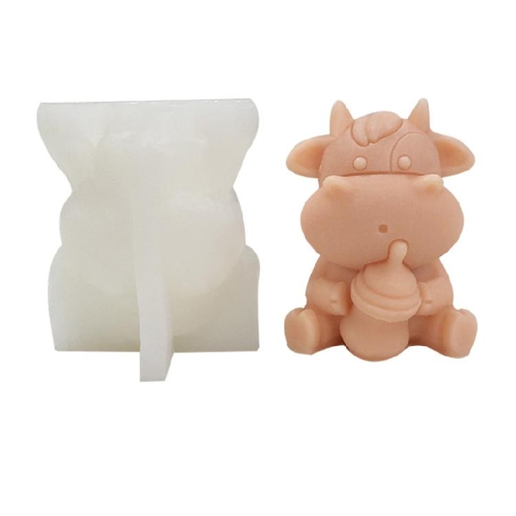 

Silicone Mould 3D Cow Castings Mould Dairy Cattle Candle Molds for Candle Makig 1