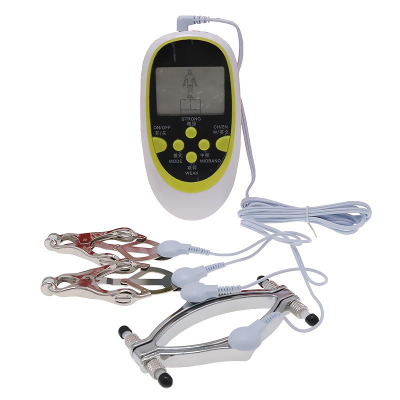 Electric Shock Nipple Clamp Yin Clip Combination Suit Female Sexy Alternative Climax Couple Game Interactive Playing Tool