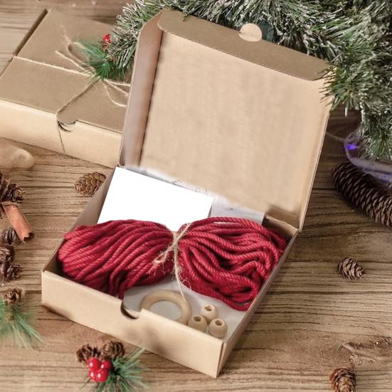 Cotton Rope Christmas Hanging Ornament Bohemia Hand Woven Wall Hanging Decoration with Wood Beads for Christmas Home Door