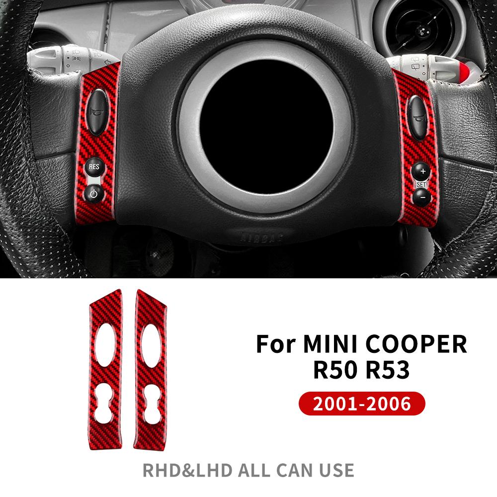 

For Mini Cooper Hatch One R50 R53 2001-2006 Steering Wheel Button Sticker Strip Soft Carbon Fiber Car Interior Panel Cover Decal for r50