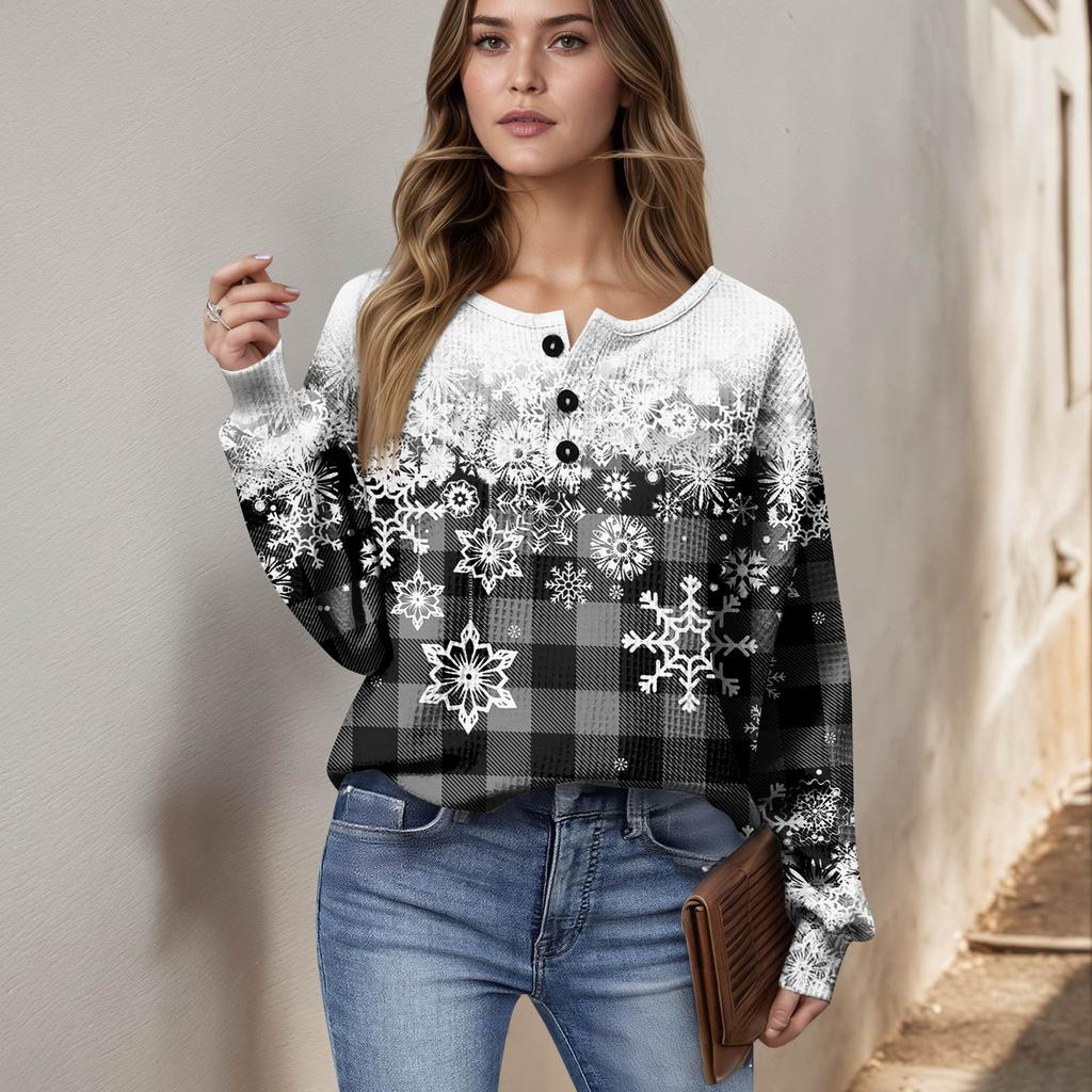 Dameskjorter Langermede topper Knepping V-hals Løse strikker Høstfavoritter for kvinner