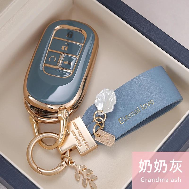 Styling Mouldings New TPU Car Remote Key Case Cover Protect Shell Bag For Honda 2021 2022 Accord Civic Pilot Freed CRV 4 Button