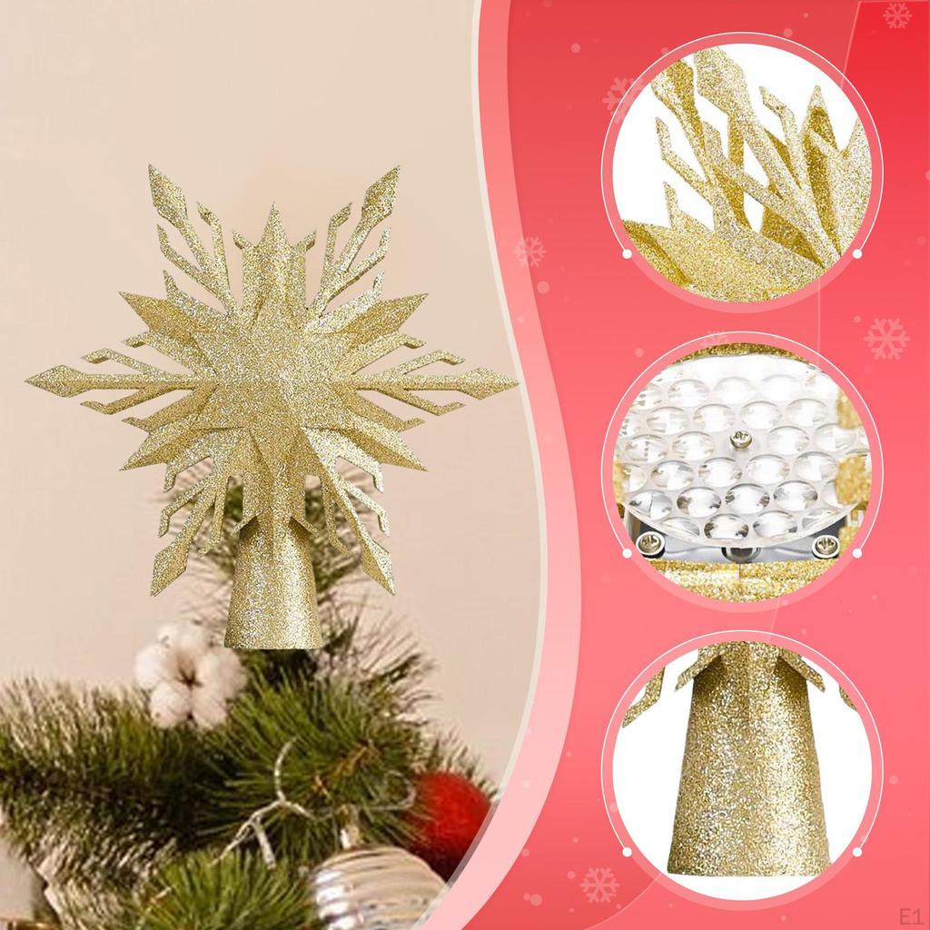 Christmas Tree Topper Projector Light Snowflake Holiday Decoration Bedroom Office Xmas Ornament