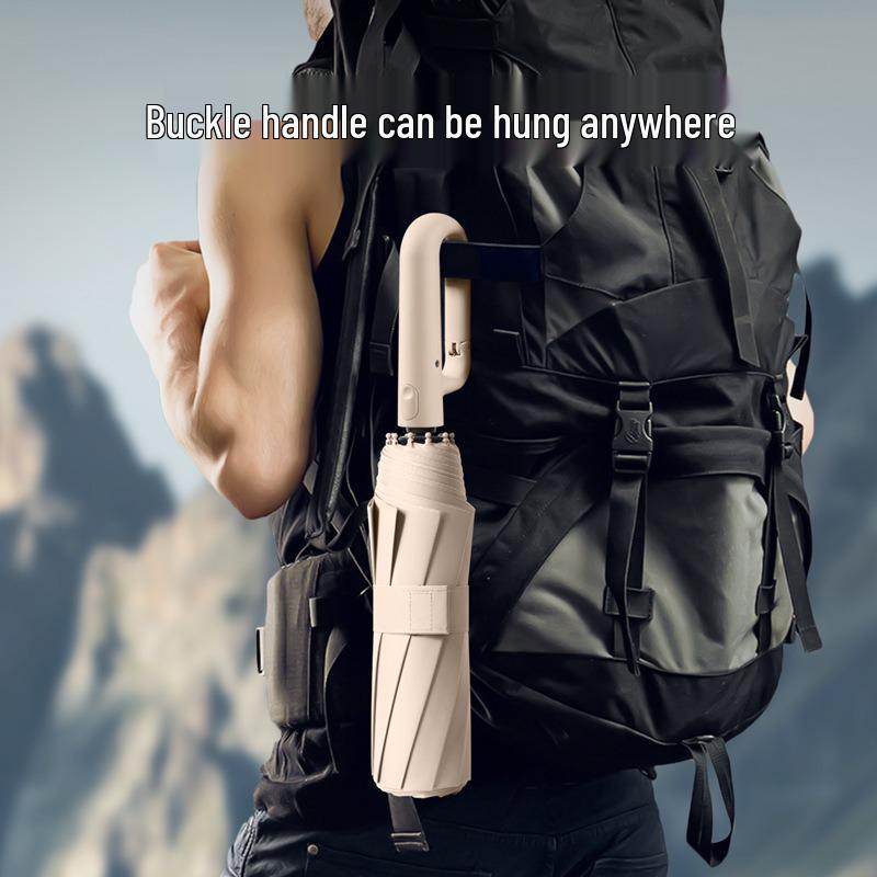 10-Rib Auto Folding Umbrella: Enlarged, Thickened, Portable, with Ring Buckle – for Sun and Rain, Custom Logo Available.